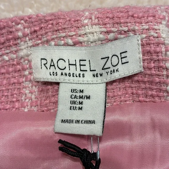 Rachel Zoe NWT Pink and White Tweed Blazer size Medium - Picture 3 of 8